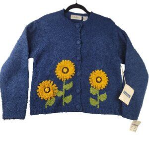 Blue Sunflower Cardigan Sweater
